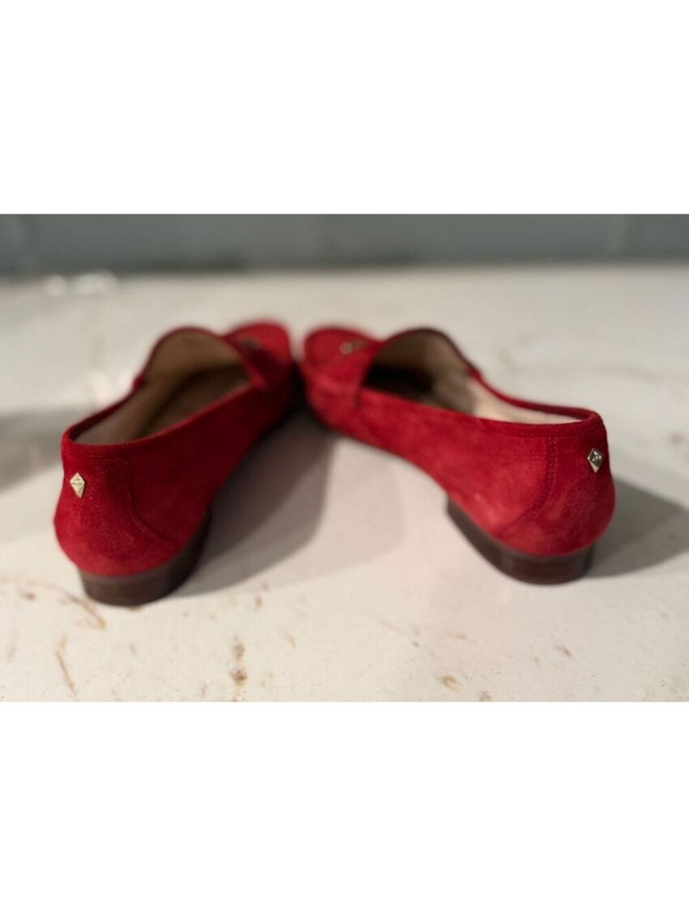 Sam Edelman Loraine Red Suede w/ Metal Bit Detail Loafers Sz 8M - Picture 4 of 5